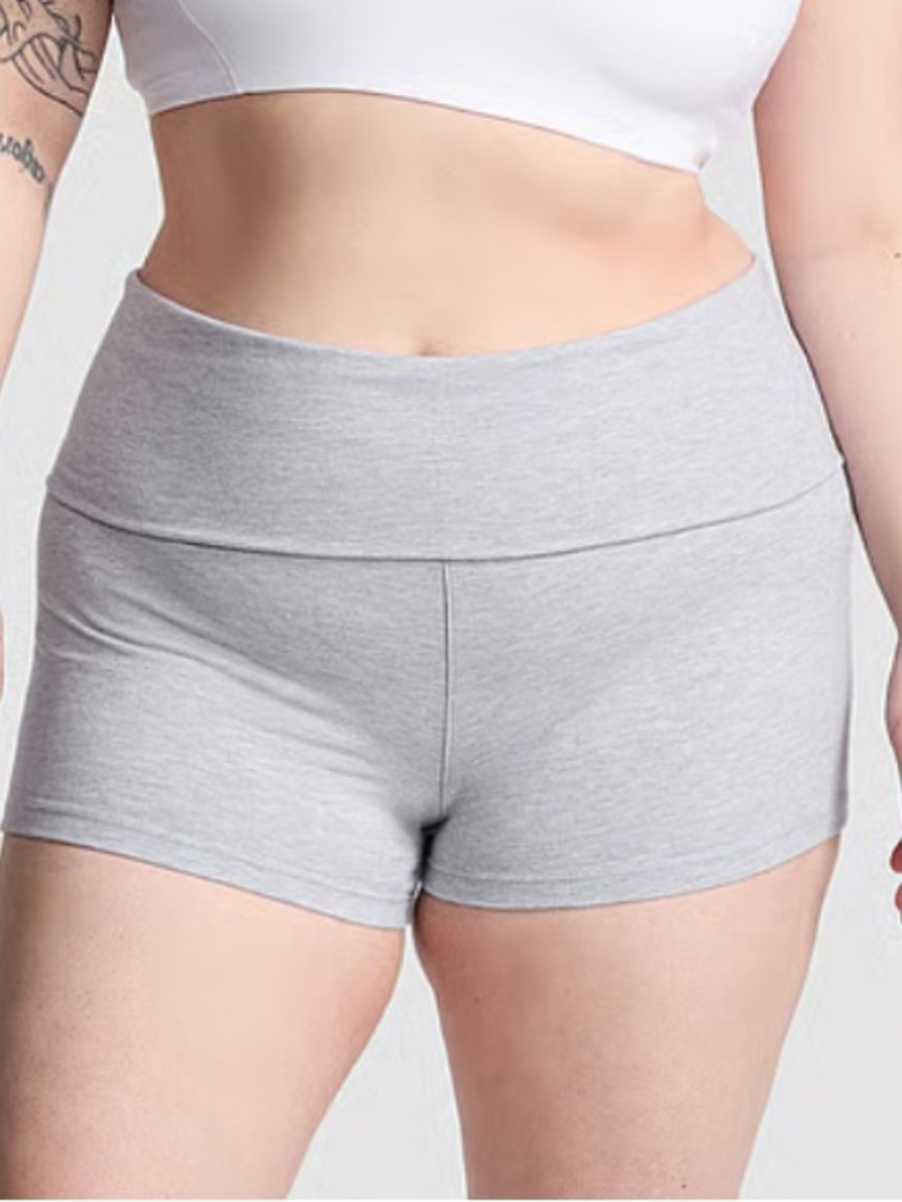 PINK Victoria's Secret Light Gray folder over Waist biker Shorts